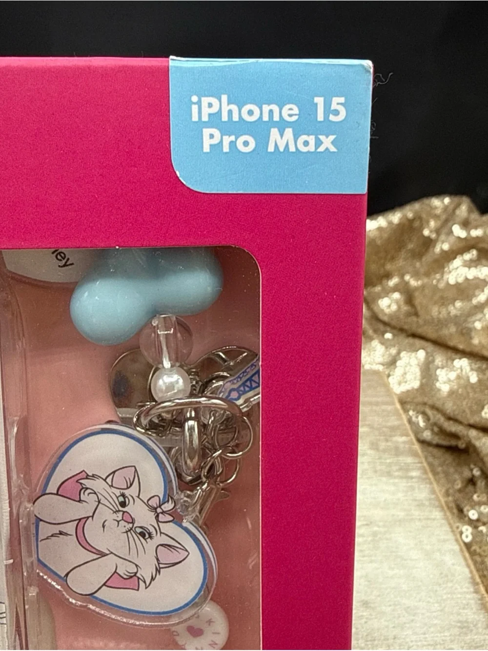 New Disney Aristocats Marie iPhone 15 Pro Max Case With Bow Charm Glitter Pink
